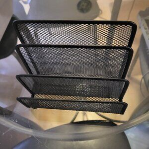 Black metal mesh small office file document holder